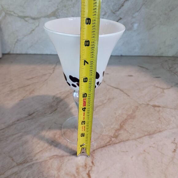 Murano Martini Drinking Glass Handblown WHITE BROWN Spots Art Deco Bareware VNT - Picture 9 of 11